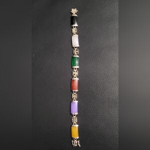 18KGP Multi-Color Jade Bracelet